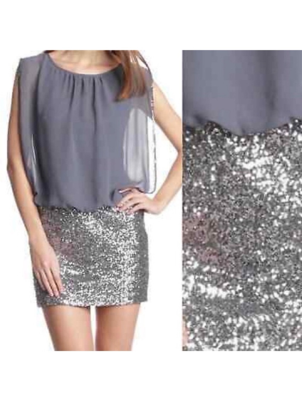 NEW! Aidan by Aidan Mattox Gathered Blouson Sequin Dress. 0.